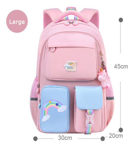 Mochila Escolar Coreana Con Estampado De Arcoíris Para Mujer
