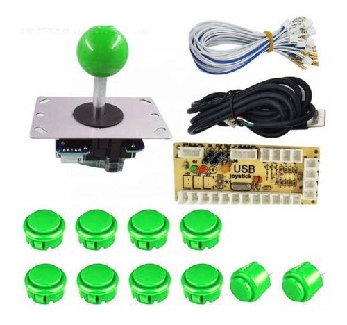 Kit Arcade Verde Botones T/sanwa +interface - Urbanarcade