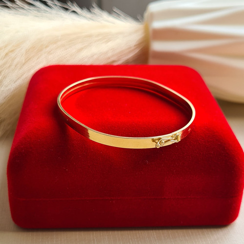 Bracelete Quadrado/retangular 4mm - 19cm - Ouro 18k Dourado 4 Mm 19 Cm