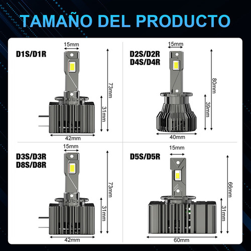 Kit De Faros Led Hid De Xenón D1s D2s D3s D4s D5s D8s