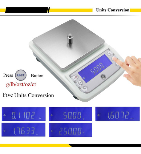 Báscula Digital Electrónica Alta Precisión 0.01g/5000g, 110v
