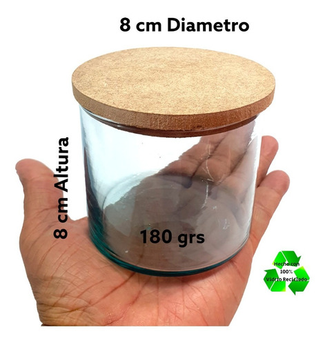 Imagen 3 de 6 de Frascos / Cilindros 8x8cm(180grs) P/ Velas C/ Tapa Mdf 1500p