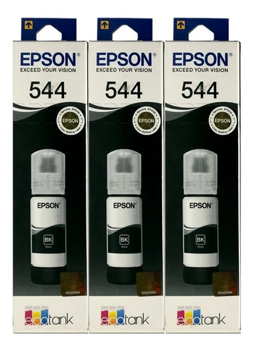 Combo 3 Botella Tinta Original Epson 544 Negro T544120