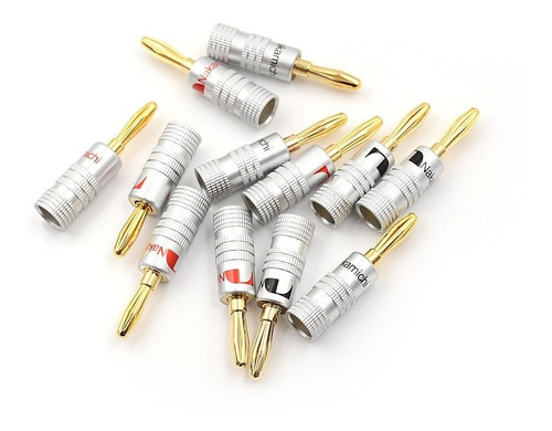 2 Plugs Banana Nakamichi Folheado A Ouro P/ Caixas De Som