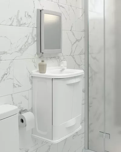 Armario de baño de plástico con bañera y puerta de color blanco Astra