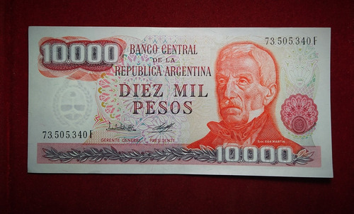 Billete 10000 Pesos Ley Serie F 1979 Bottero 2490 A F2 