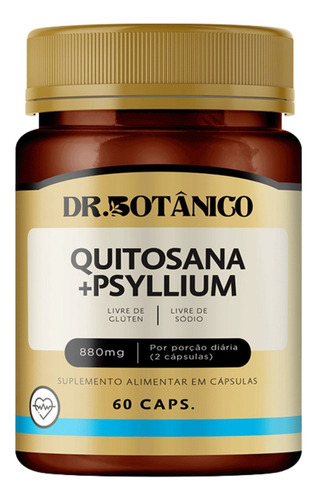 Quitosana + Psyllium 880mg 60 Cápsulas Dr. Botânico Kit 2 Un