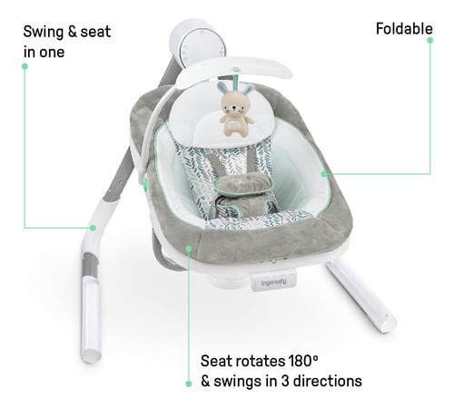 Ingenuity Anyway Sway Om-9m, Silla Mesedora Para Bebé, Color Gris