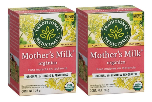 Té Para La Lactancia Orgánico Mother's Milk 32 Sobres-2cajas