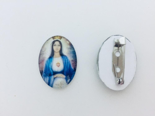 2  Prendedor Oval Virgen Dulce Espera Del Bebe (2 Pzas)