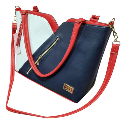 Bolso Bolsa De Material Sintético Azul Y Blanco Azul Oscuro Lisa Rojo