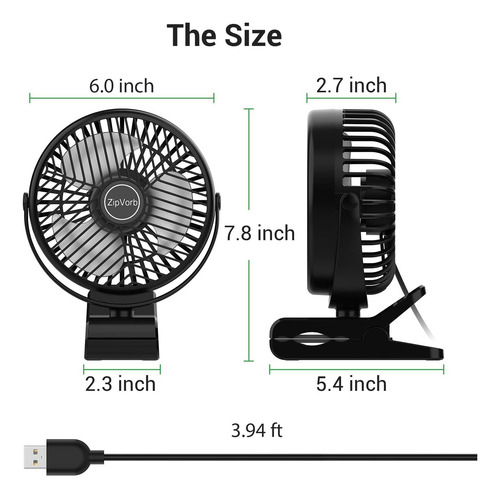 Ventilador De Escritorio Con Clamp De Zipvorb, Ventilador De