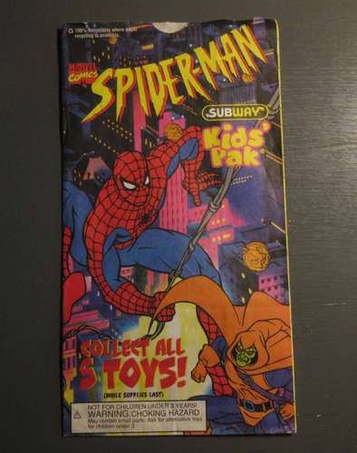 Antigua Bolsa Promocional De Papel Spiderman Subway Marvel