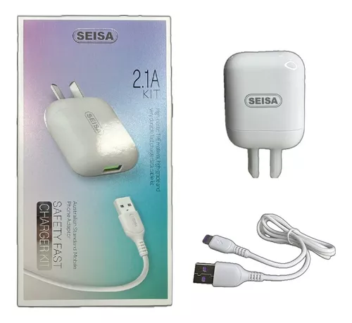 Pack cargador 2.1A + cargador para coche 2.1A + cable iPhone 1m - Blanco