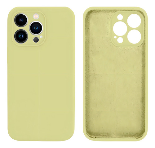 Case Silicone Protege Cam Compatível Com iPhone 13 Pro Max Cor Amarelo Bebê
