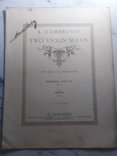 Two Violin Solos. A. D'ambrosio. Op. 56. Ian 479