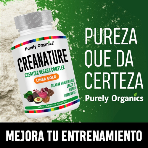 Creatina Vegana Creanature Purely Organics 90 Capsulas Sabor Sin Sabor