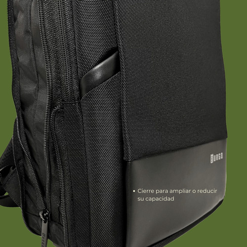 Mochila Antirrobo Porta Notebook Burgo 16lt Génova 77115 Color Negro Diseño de la tela Lisa