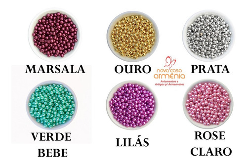 Imagem 6 de 9 de Perola Abs Inteira 8mm 1000 Peças - Escolha Até 4 Cores