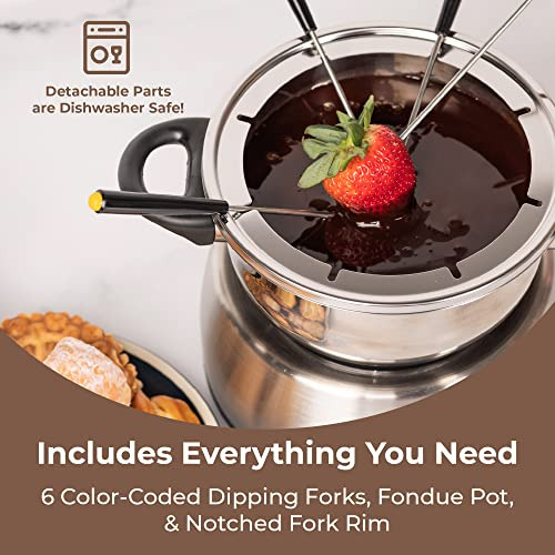 Olla Fondue Eléctrica De Acero Inoxidable 6 Tazas Con