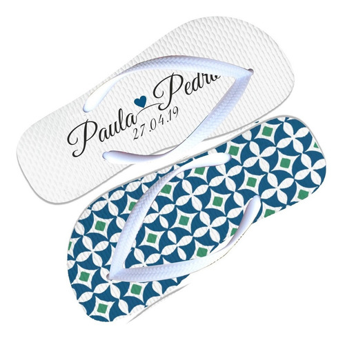 Imagem 3 de 7 de Chinelos Personalizados Baratos Na 25 De Março Pattern Blue