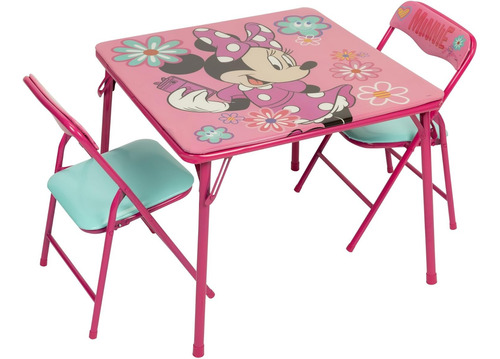 Set Disney Minnie Mouse Mesa Plegable Con 2 Sillas / J Rosa Pálido