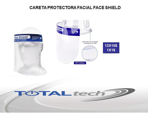 Careta Protectora Facial Face Shield Precio Por 12 Unid