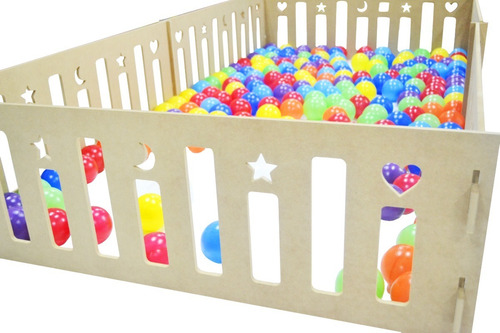 Imagen 4 de 5 de Corralito Corral Pelotero Madera + 200 Pelotas 200x100x33cm