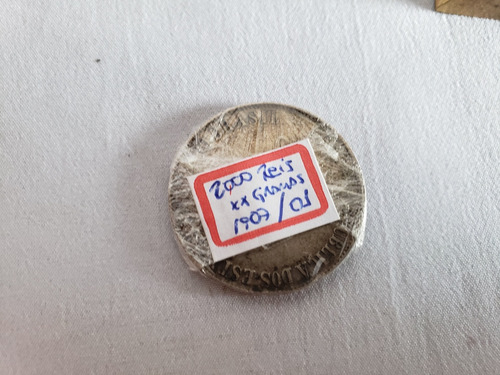 Antiga Moeda De 2000 Reis Xx Gramas Em Prata De Lei Ano 1907 (Usado)