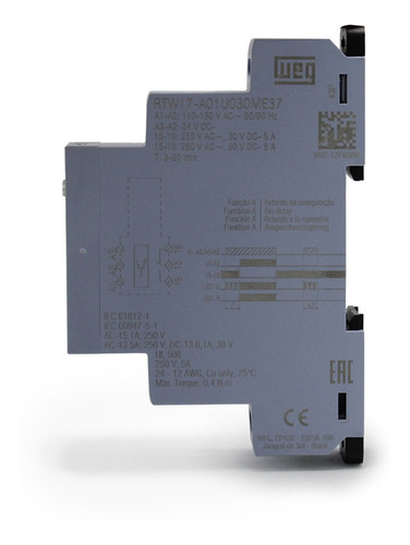 Rele Temporizador Weg 110v E 24vcc 30min Rtw17 A01