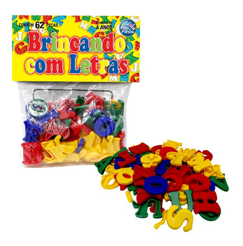 Brincando Com Letras 70 Peças Coloridas 4744 - Pais & Filhos Quantidade de peças 62