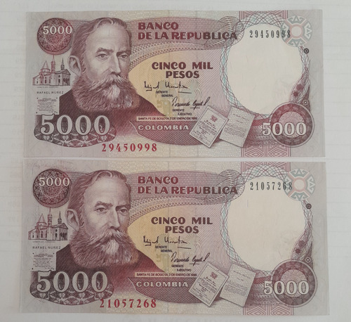 2 Billetes De 5.000 Año 1995, Estado 8 Y 9.