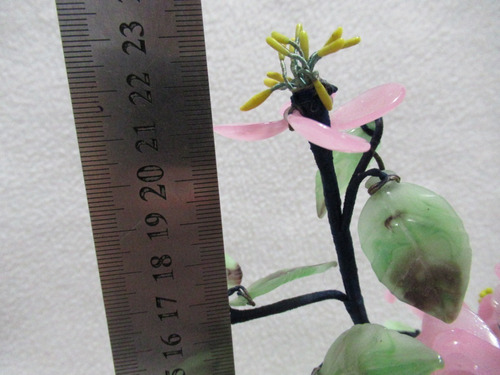 Árbol De La Vida Flores Rosas Piedra Dura Y Maceta Celadón (Usado)