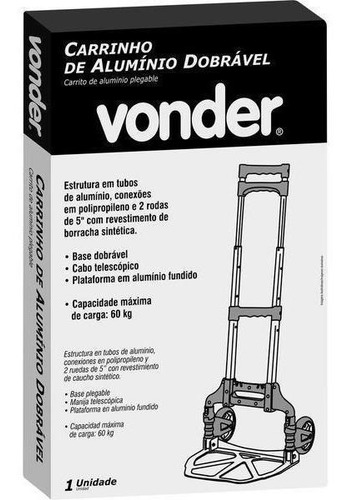 Imagem 5 de 7 de Carrinho De Descarga Dobravel De Alumínio 60 Kg Vonder