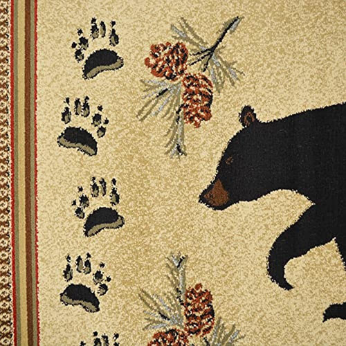 Alfombra Rústica Lodge Bear Red 2x8 Area, 2'2x7'7