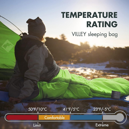 Saco De Dormir Villey Momia 220x80cm 1.5kg Verde Camping