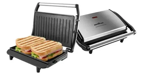 Sanduicheira Grill Elétrica Britânia Press Inox Placas Antiaderen...