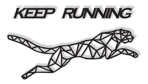 Keep Running Corrida Guepardo Chita 60x30cm Lettering Mdf