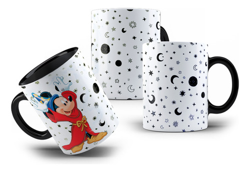 Caneca Porcelana Mickey Mouse Mágico Sorcerer Chapéu De Mago