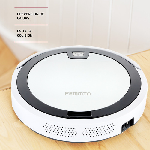 Robot Aspiradora Inteligente Trapeadora Limpia Pisos Femmto Color Negro y Blanco