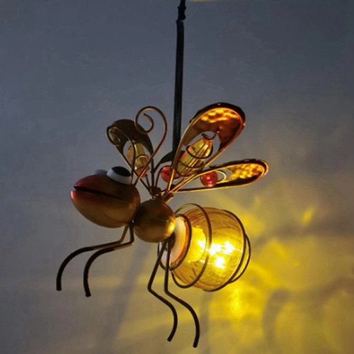 Estatua De Insectos De Hierro D1solar Con Guirnalda De Luces