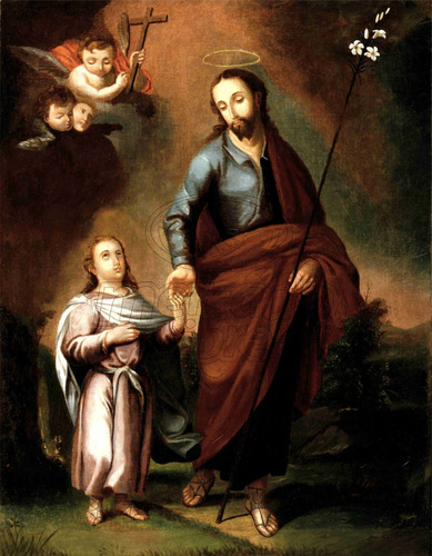 Lienzo Tela Canvas Arte Sacro San José Y Niño Jesús 100x78