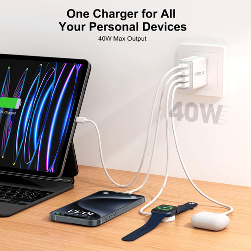 Paquete De 2 Cargadores Tipo C, Enchufe De Pared Usb C De Cu