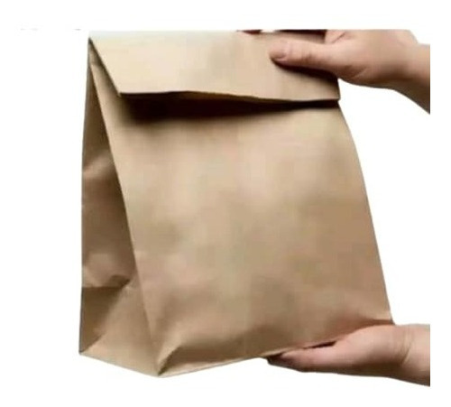 Bolsas De Papel Kraft Para Delivery Sin Asa 10kg Larga