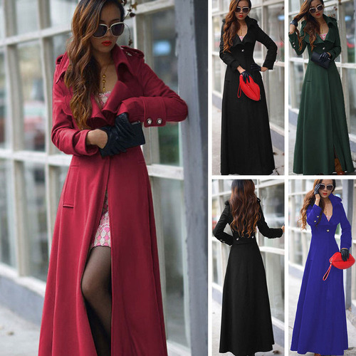 Cortavientos De Mujer Extralargo Slim Fit Con Un Botón