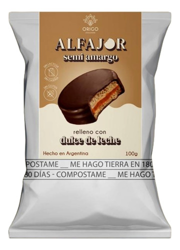 Alfajor Vegano De Dulce De Leche Y Chocolate Semiamargo 