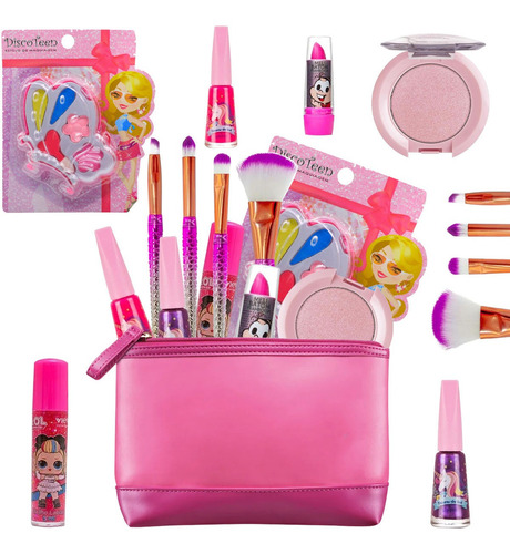 Imagem 1 de 5 de Kit Infantil C Maquiagem Maleta + Batom Brilho Esmalte Bz123
