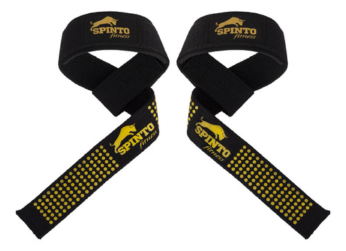 Correas Levantamiento Spinto Con Acolchado De Silicona Negro Amarillo Gym Entrenamiento Barras, Discos, Mancuernas
