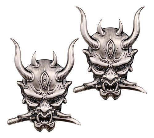 2x Samurai Sticker Fashion Metal Fangs Fangs Calcomanía