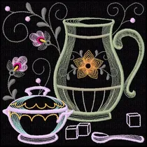 Comprar Matriz De Bordados Bca816  Bules E Xicaras  Com Flores